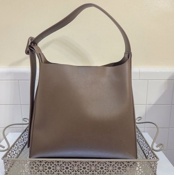 Mango Handbags - MANGO Minimalist Brown Faux Leather Shoulder Bag